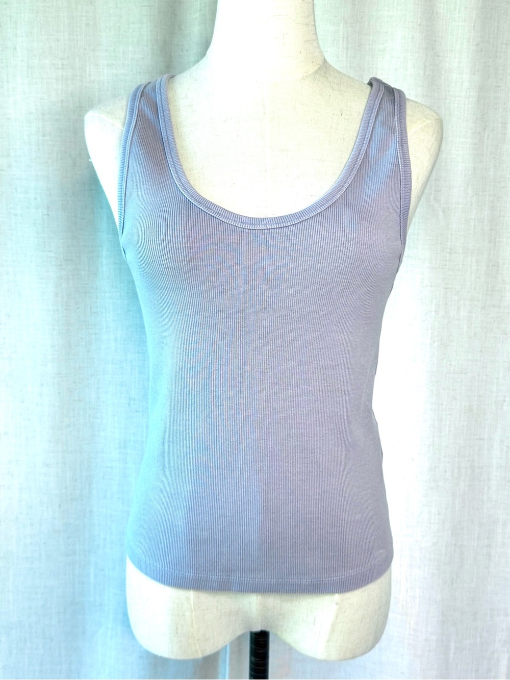 Faherty Sunwashed Rib Tank Zen Blue Organic Cotton Ribbed Top Size M NWT